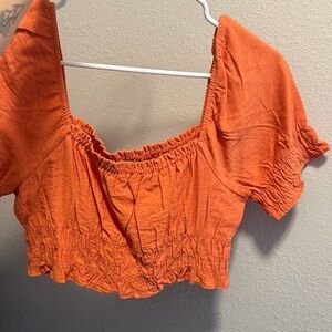Orange Smocked Women's Top